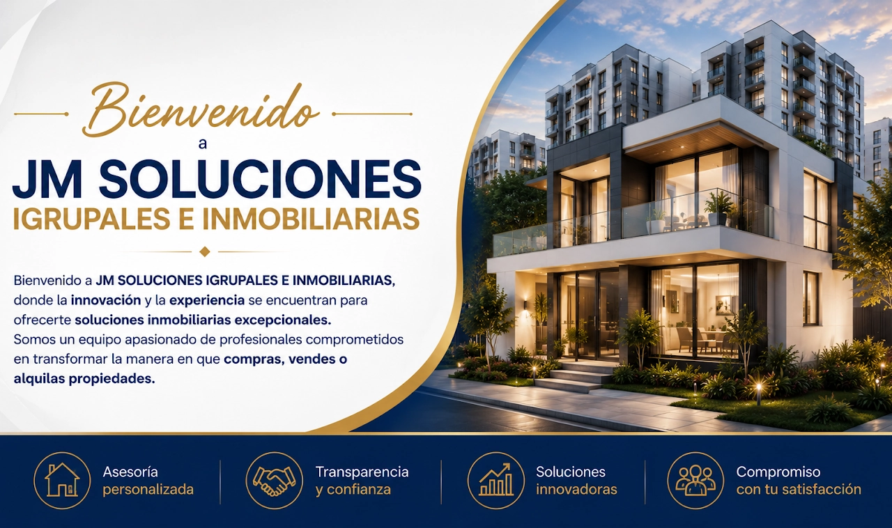 Portafolio completo de JM Soluciones Inmobiliaria — proyectos nuevos, inmuebles usados, apartamentos, casas, lotes y locales comerciales con asesoría personalizada JM.